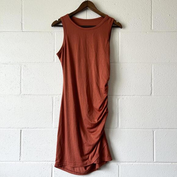 Dresses & Skirts - Unbranded Rust Sleeveless Scrunch Midi Bodycon Fitted Dress Women's Large
